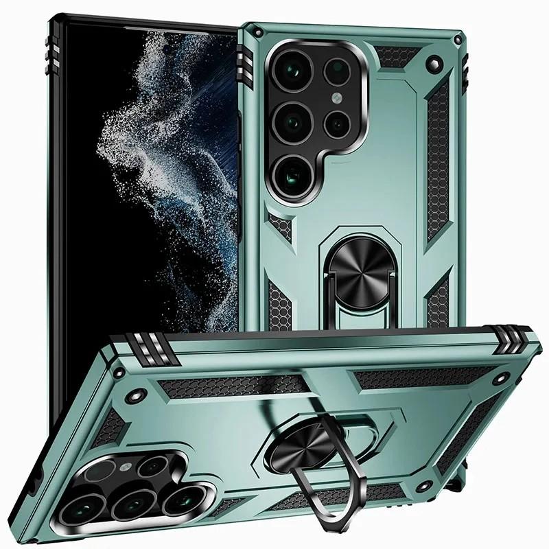 Premium Armor Shockproof Case for Samsung Galaxy S25 S24 S23 S22 S21 S20 Ultra Plus FE Note 20 Ultra Plus Guard Kickstand Cover
