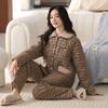 Pajamas Women'S Winter Three-Layer Thickened Pure Cotton Padded Cotton Autumn And Winter Velvet Warm Padded Jacket Loungewear Set Winter