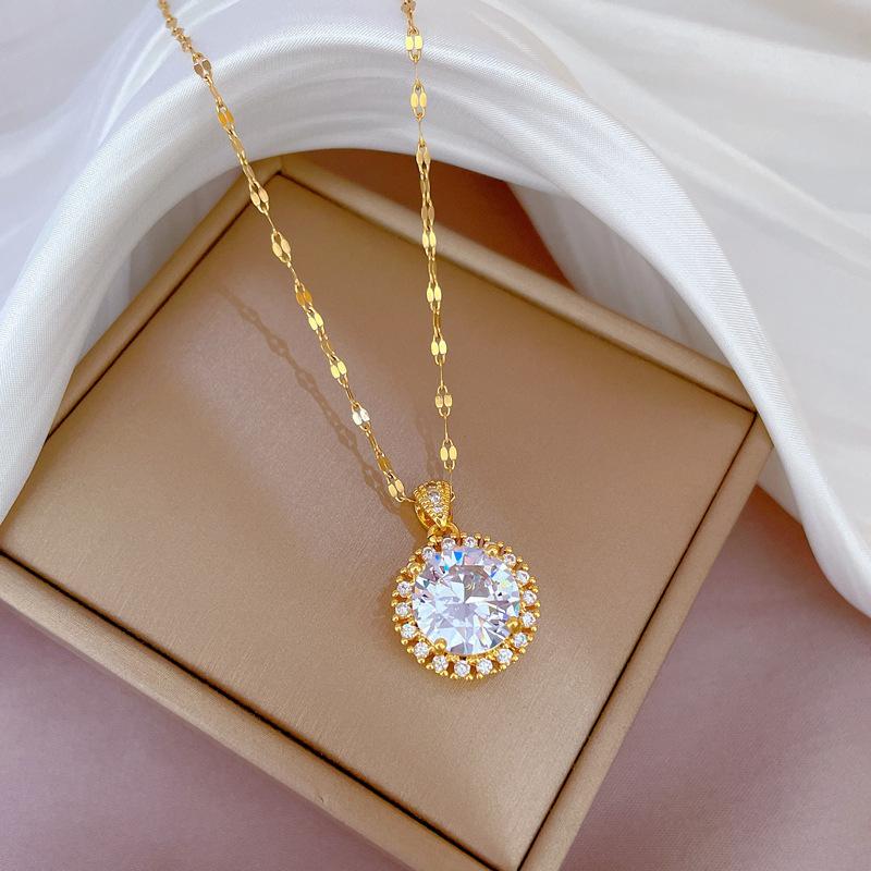 Геометрические Популярные Элементы Роскошное Банкетное Свадебное Ожерелье Женская Универсальная Цепочка на Ключицу Титановая Сталь