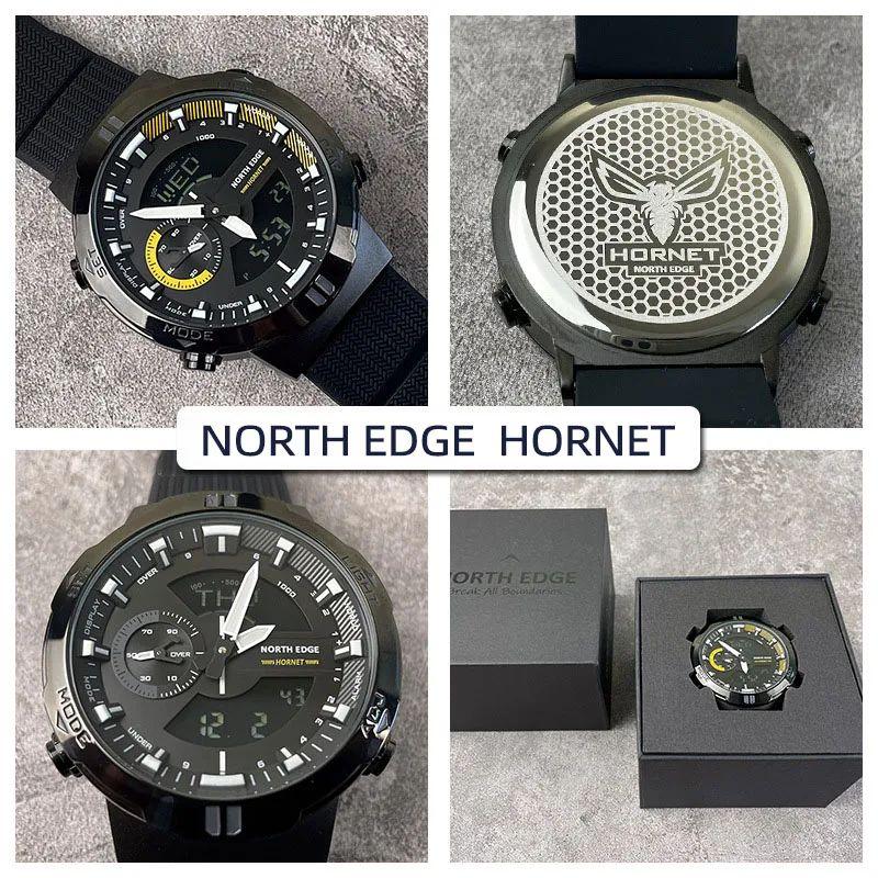 NORTH EDGE Мужские цифровые часы HORNET, спортивные часы для бега, велоспорта, водонепроницаемые, 50 м, с подсветкой мирового времени, наручные часы