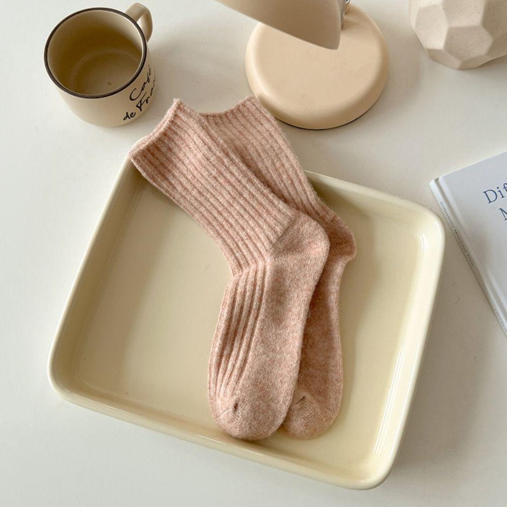 Winter Wool Socks Solid Color Sleep Socks Thickened Cotton Socks  Women