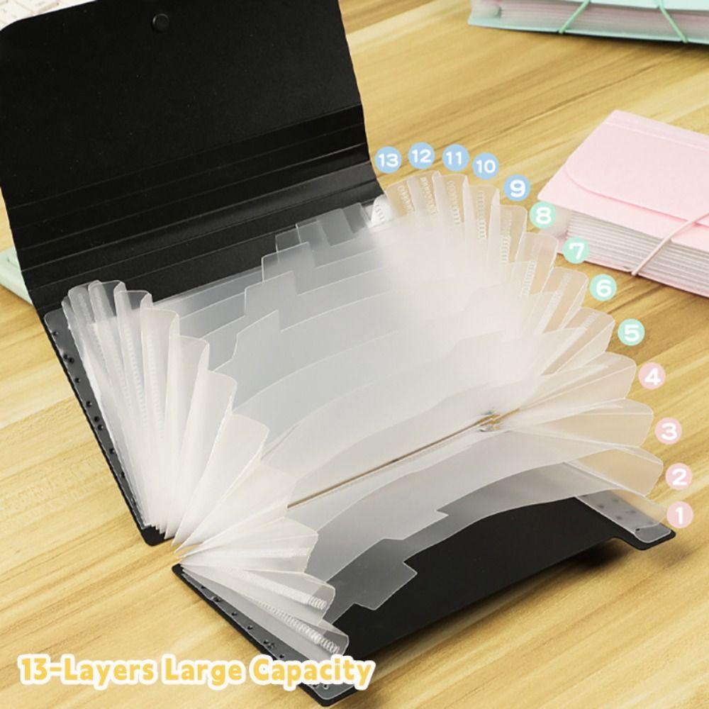 13-Layers A6 Bill Storage Booklet Strap Design Receipt Collection Book Receipt Collection