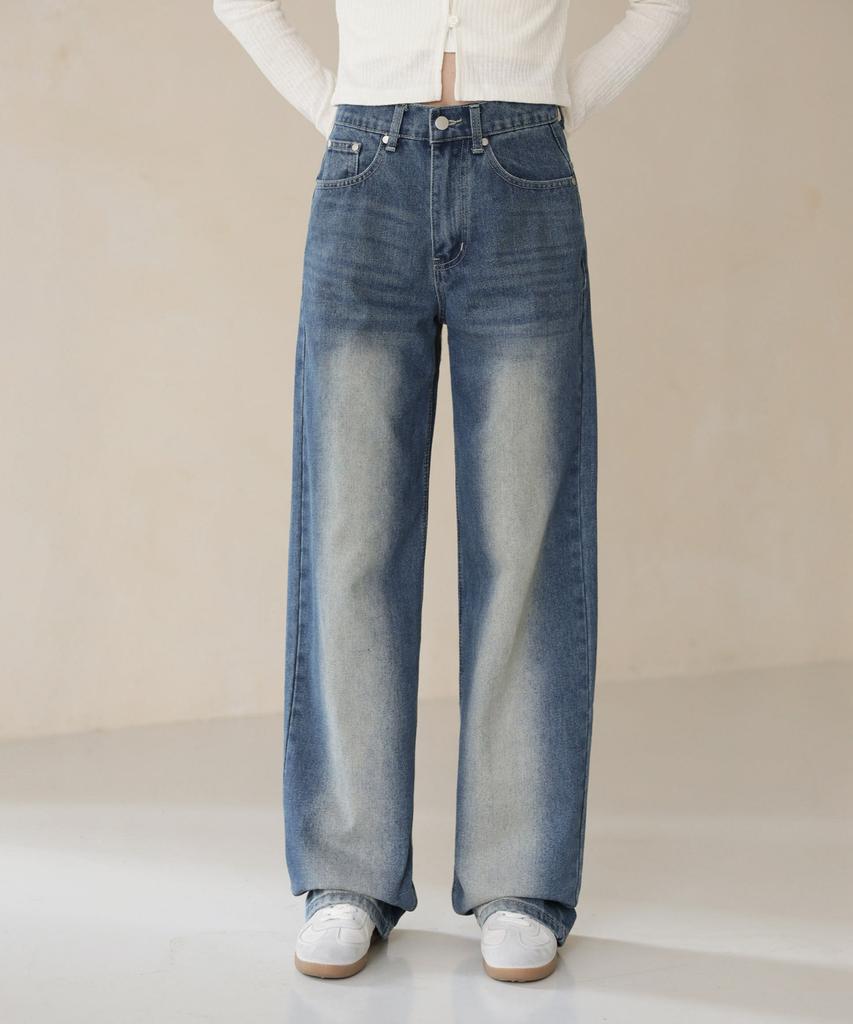 Джинсы Jikeulib с высокой талией, начесанные, длинные, широкие