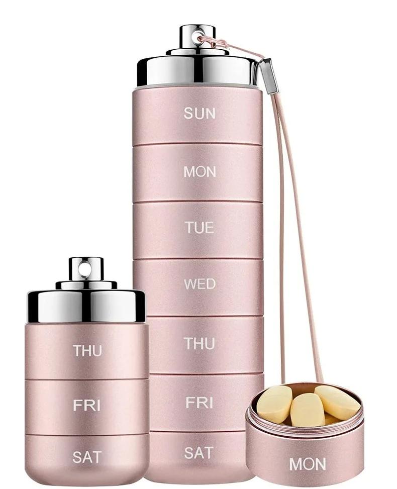 Новый портативный футляр для таблеток для путешествий, металлический органайзер для таблеток, водонепроницаемый контейнер для таблеток, контейнер для таблеток, органайзер для бутылочек с лекарствами на неделю