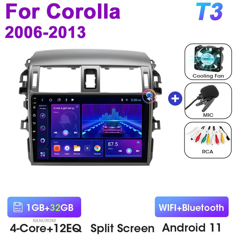 Android 12 Автомобильное радио для Toyota Corolla E140/150 2006 - 2013 GPS Carplay Auto 2 Din Stereo интеллектуальные системы Smart Autoradio