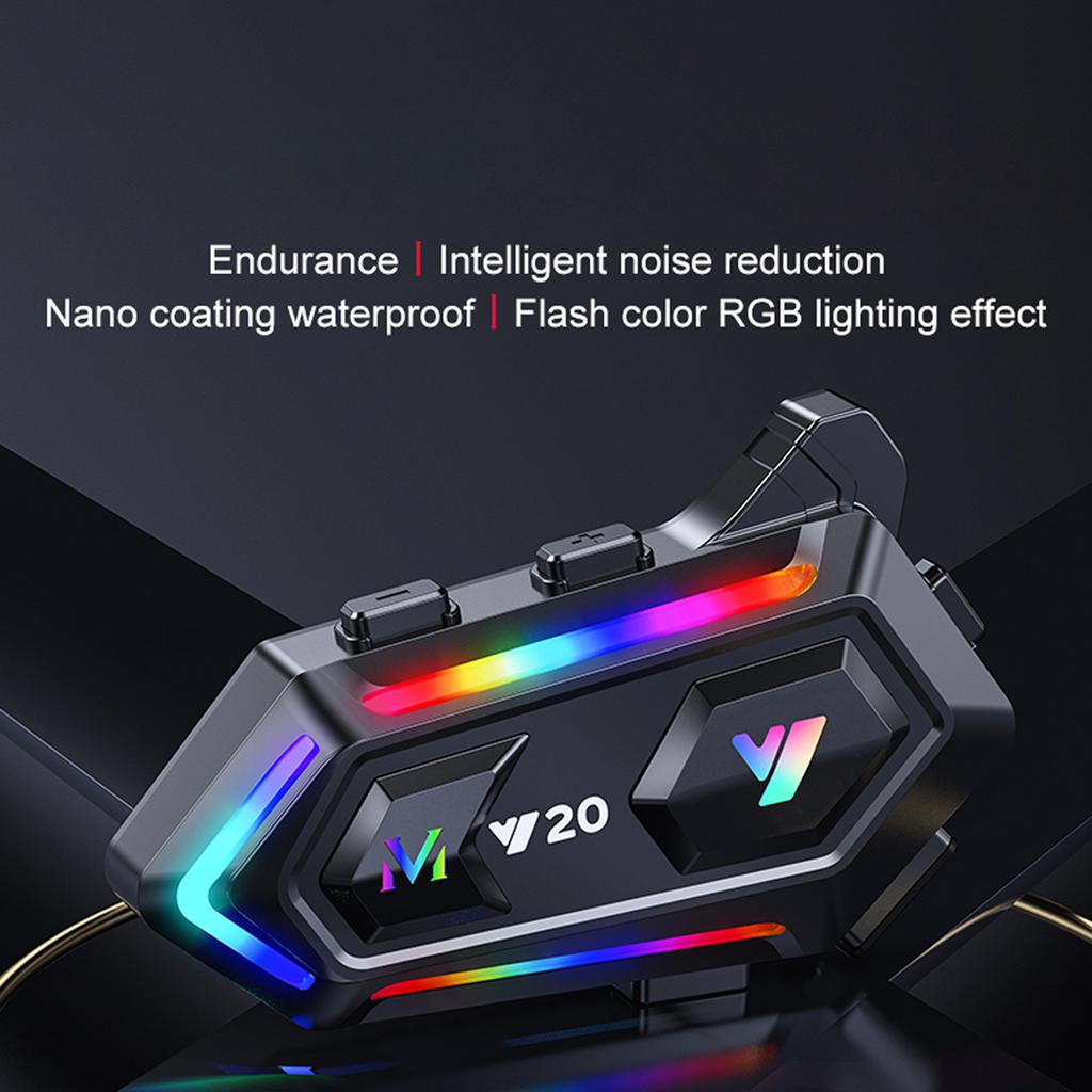 Motorcycle Helmet Headset BT5.3 Noise Reduction Colorful Lights Headphone IPX6 Waterproof Support Hands Free Calling