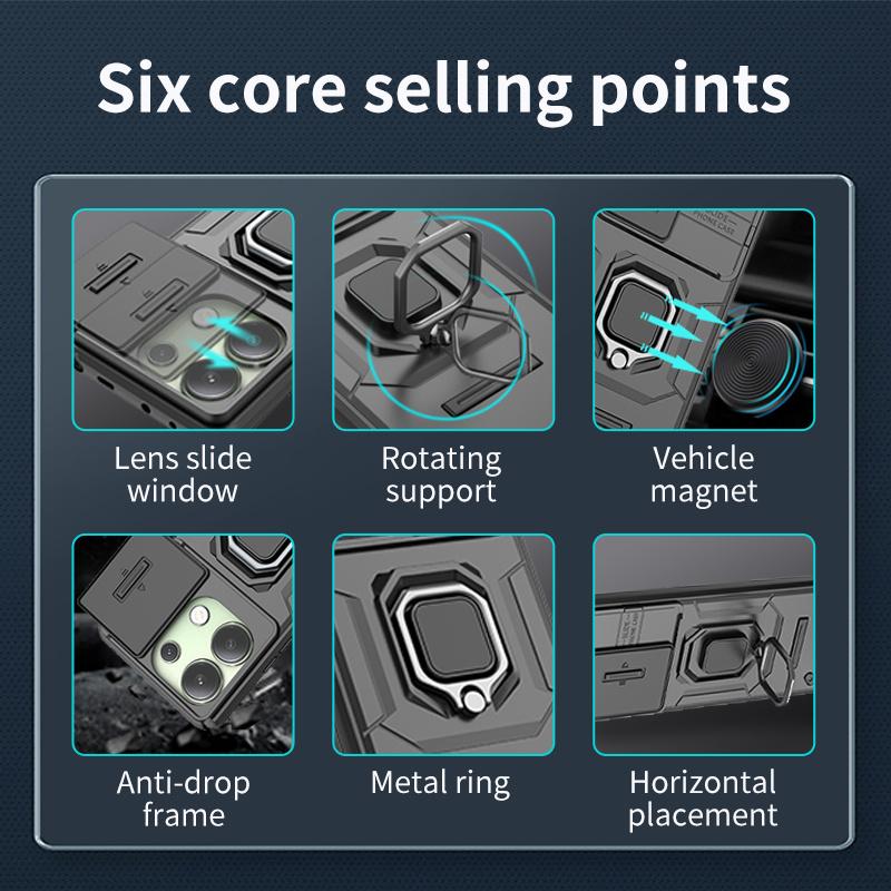 Чехол Armor для Xiaomi Poco X6 Pro 5G F6 F5 M6 Pro C65 защитный чехол кольцо магнитный держатель чехол Fundas Capa