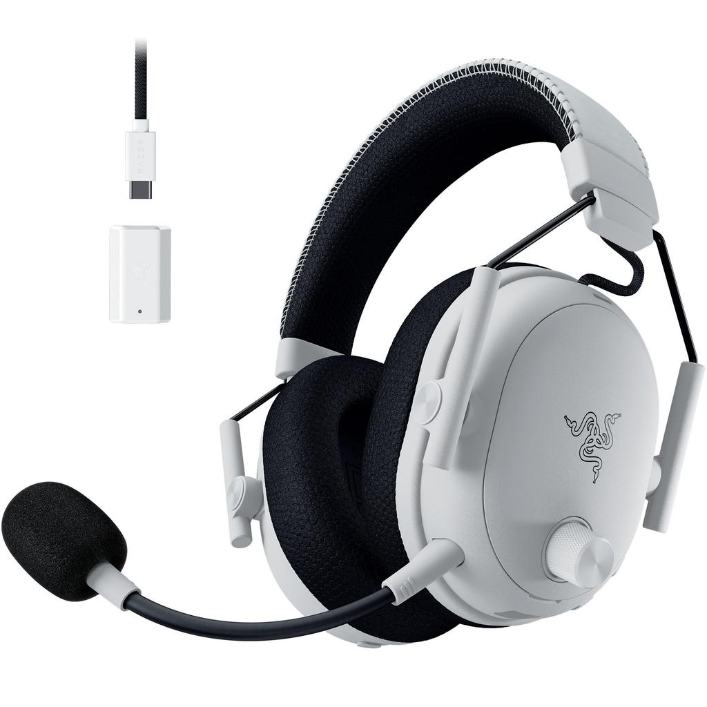 Razer BlackShark V3 Pro White Edition Wireless Gaming Headset with 2nd Generation HyperSpeed 2nd Generation TriForce Biocellulose 50mm Battery and