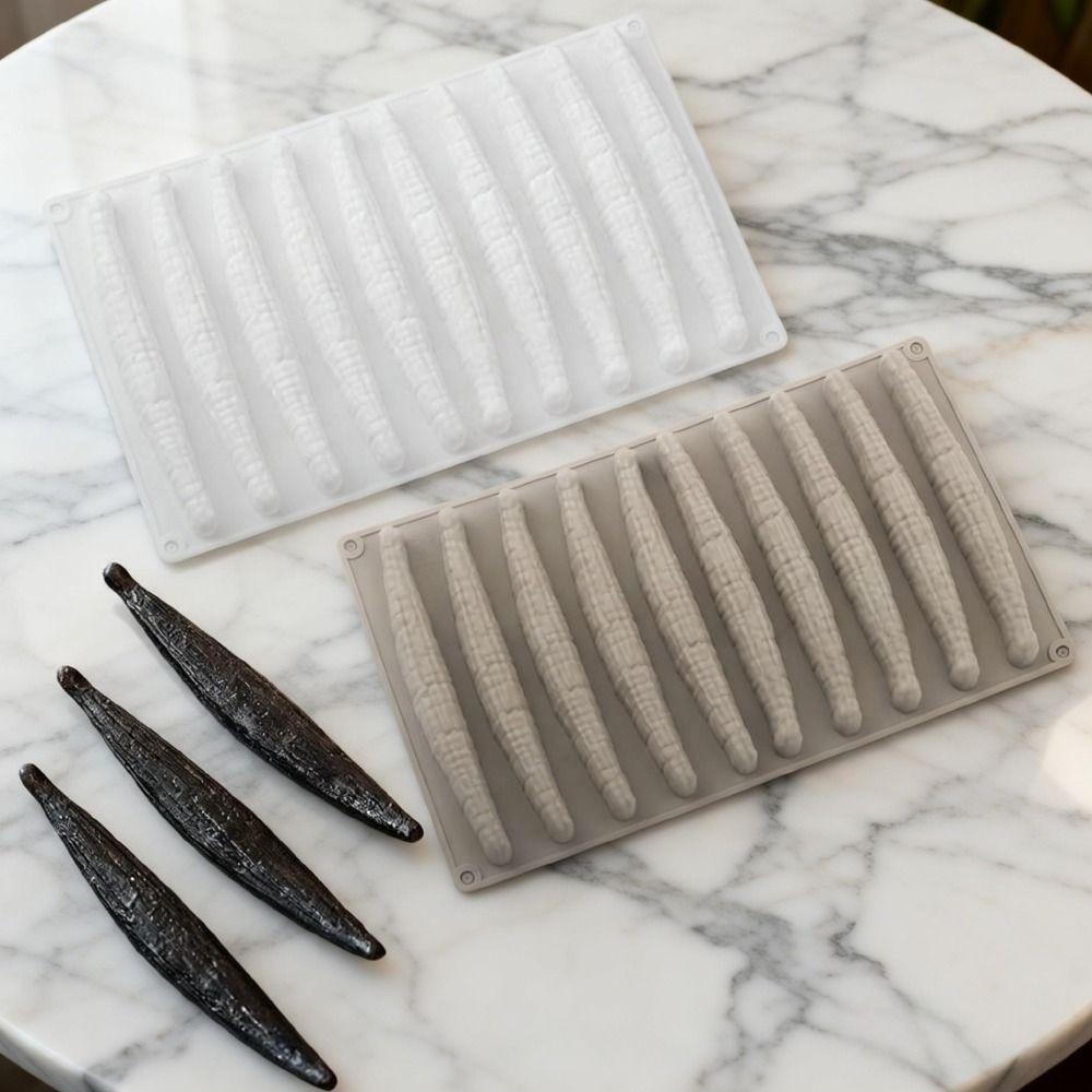 Форма для ванильных стручков на 10 ячеек, силиконовая, пищевого качества, гибкая, форма для печенья Савоярди, многоразовая, термостойкая, форма для шоколада