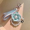 Korean Camellia Flower Keychain Letter Bag Hanging Pendant Fashion Car Key Ring  Girl