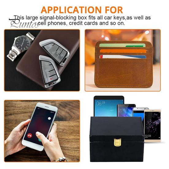 Коробка Фарадея для автомобильных ключей, блокирующая сигнализацию, двухслойный противоугонный органайзер для ключей с 2 карманами Фарадея