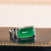 Zircon Green Square Shape Hollow Out Green Chalcedony Resizable Gorgeous Men's Ring Fine Temperament Jewelry Size Anniversary Party