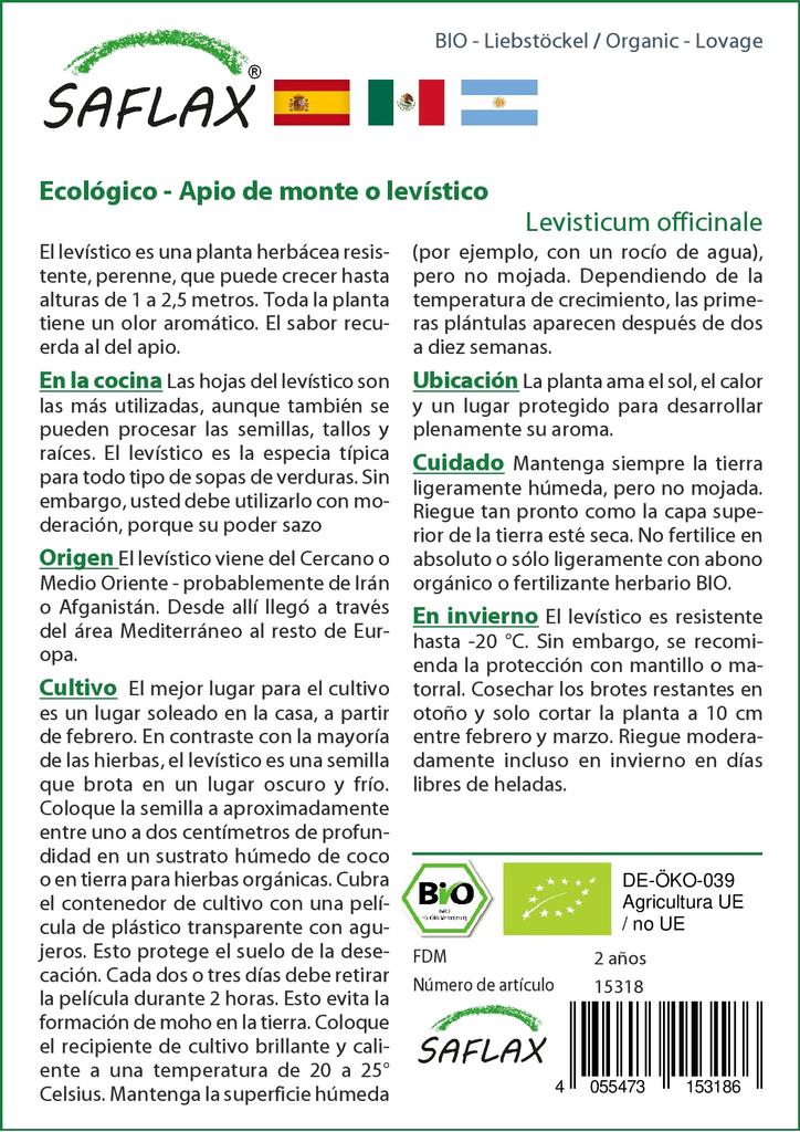 SAFLAX Garden in the Bag - Органический - Любисток - 100 семян - С субстратом в удобном стоячем пакете - Levisticum officinale