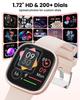 2025 Новые 1,72-дюймовые женские смарт-часы с ответом/вызовами/100 спортивными режимами, водонепроницаемость 1 АТМ, подходят для устройств Android и iPhone (Черный сплав)