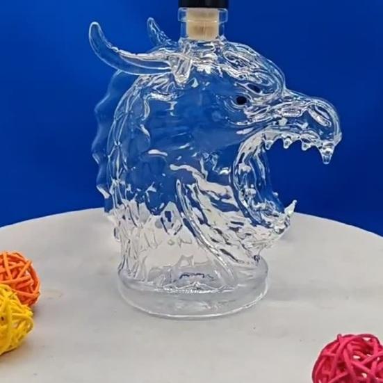 Хрустальный графин для виски в виде головы дракона с силиконовой пробкой 320 мл стеклянный диспенсер для ликера для бурбона текилы новинка арт барная посуда уникальный домашний декор
