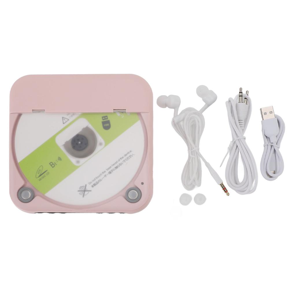 Portable CD Player with Earphones Support CD USB AUX Input Rechargeable Bluetooth Music Player for