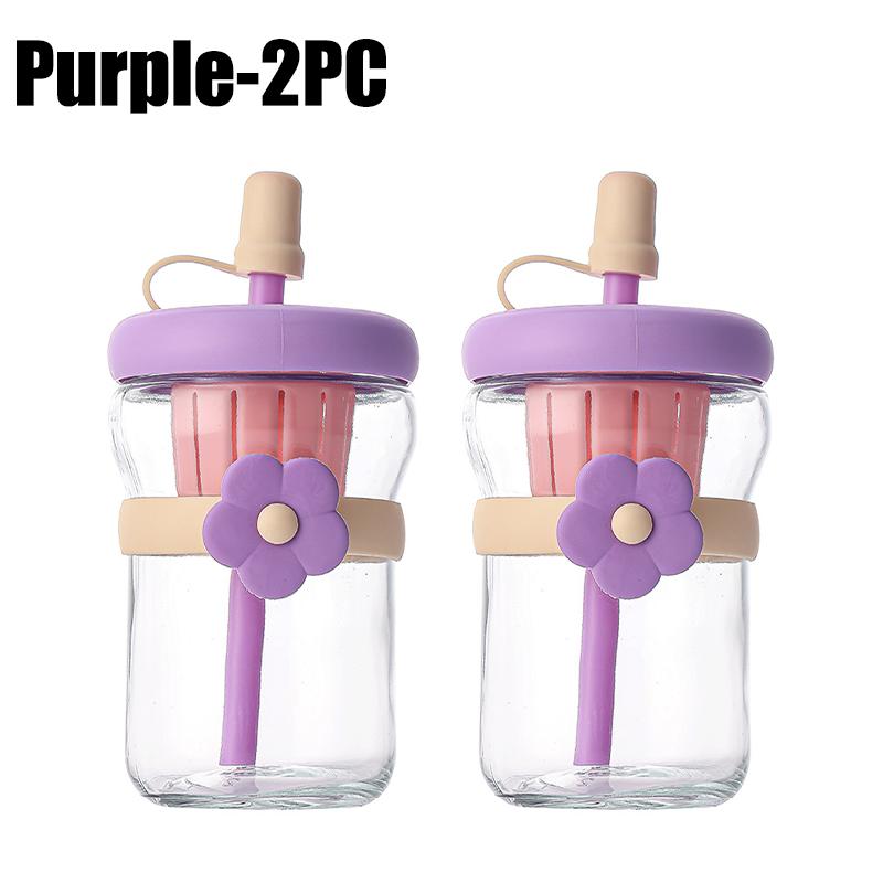 Cute Glass Flower Cartoon Tea Strainer, Cold Brew Flower Tea, Straw, Straight Drinking Cup, Heat-resistant Coffee Cup, Milk Cup