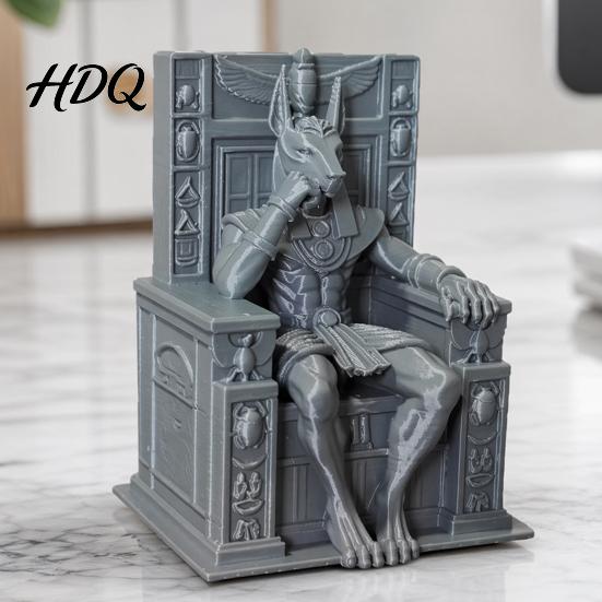 Антиударная Прочная Фигурка Анубиса Сидящего на Троне Статуя Ладонью 3D Печать Тонкая