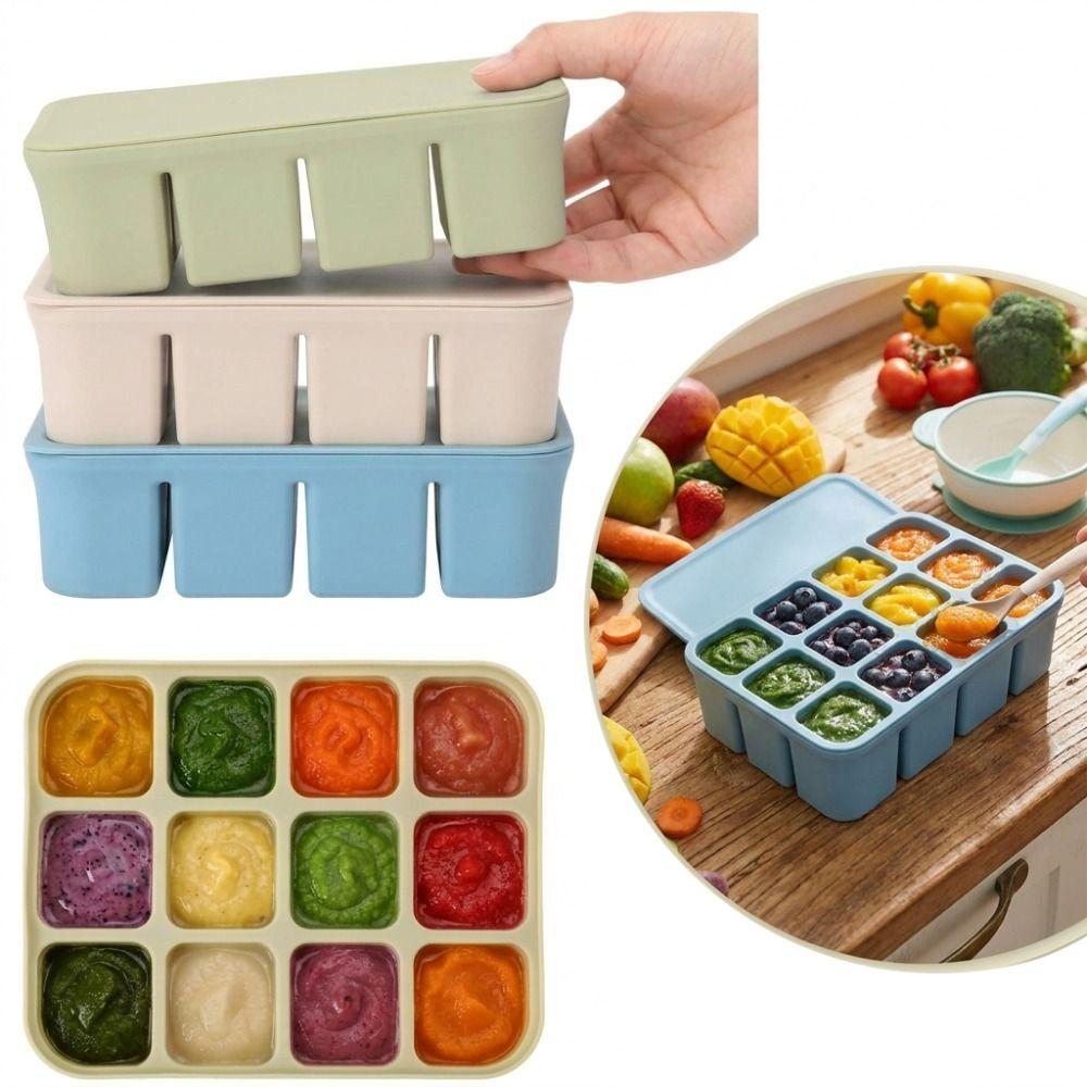 With Lids Baby Food Freezer Tray 1.15 oz x 12 Cups Homemade Snack Freezer Tray For Baby