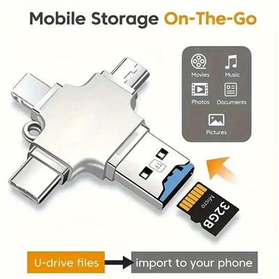 4 в 1 устройство чтения карт памяти Micro SD для iPhone/iPad/Android PC Camera Type-C Portable Reader