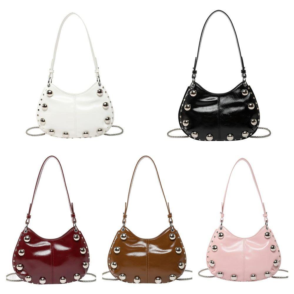Small Pack Punk Style Handbags Crossbody Bag Shoulder Bag Fashion Rivets PU Underarm Bag Girls