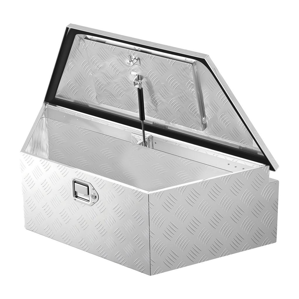 Trailer Tongue Box, 990 x 419 x 305 mm Aluminum Trailer Tongue Tool Box, Heavy Duty Storage Organizer with Lock & Keys, Utility Tool Chest for Pickup