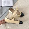 Evening Wind Mary Jane Shoes Women's Spring New Retro Fashion Color Matching Light Mouth Bow Flat Shoes
