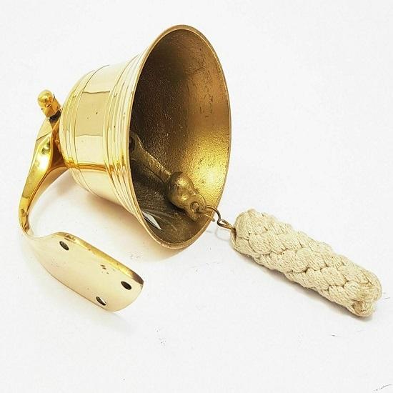 Старинный морской дверной звонок из латуни 10,16 см, винтажный настенный колокольчик из цельной латуни, настенный декоративный элемент