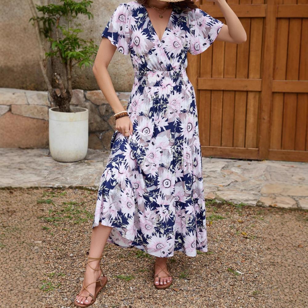 Женские платья Новые модные платья с талией Тонкие платья с большим качелями Праздничные пляжные платья