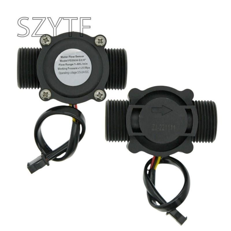 Water Flow Sensor Counter Meter FS300A 1-60L/min G3/4 DC 5-24V