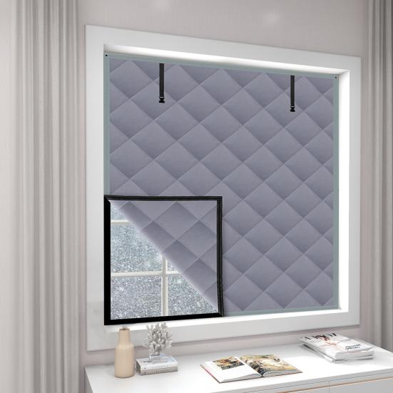 Insulated Window Covers 3-Layer Design High-Density Oxford Cloth Roll-Up Straps Winter Thermal