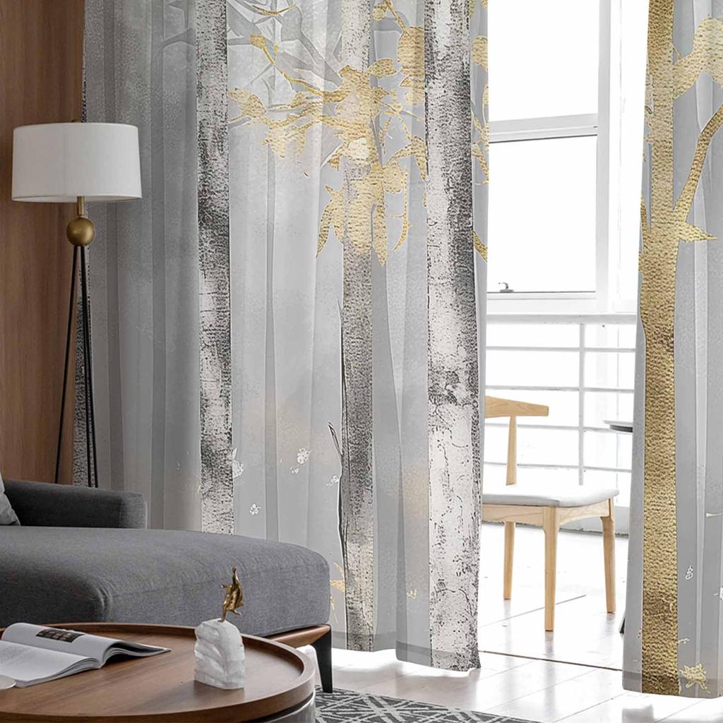 Картина маслом абстрактное дерево закат тюлевые оконные шторы для спальни роскошный домашний декор шторы в гостиной шифоновые панели