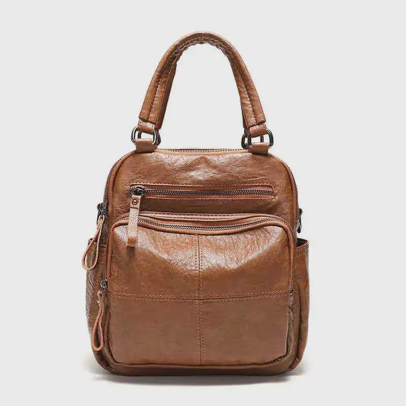Women's 2025 Cross-Border Multifunctional Soft Leather Backpack: New Cowhide Casual Ladies Bag