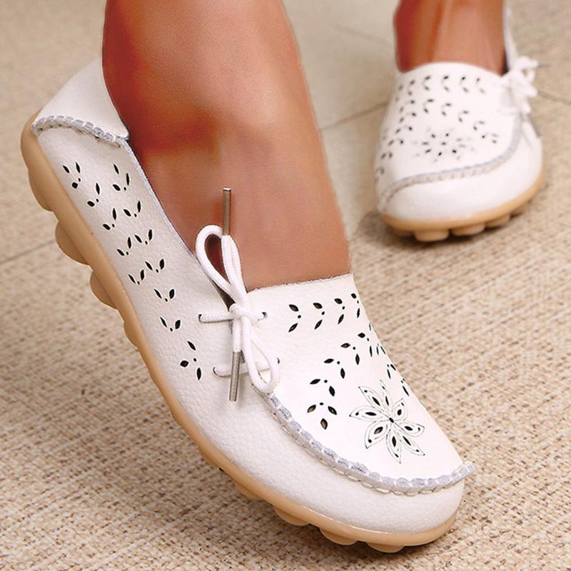 Fashion Women Shoes Leather Ballet Flats Zapatos Mujeres 2024 Trend Loafers Women's Summer Shoes Casual Flats Breather Summer Footwear