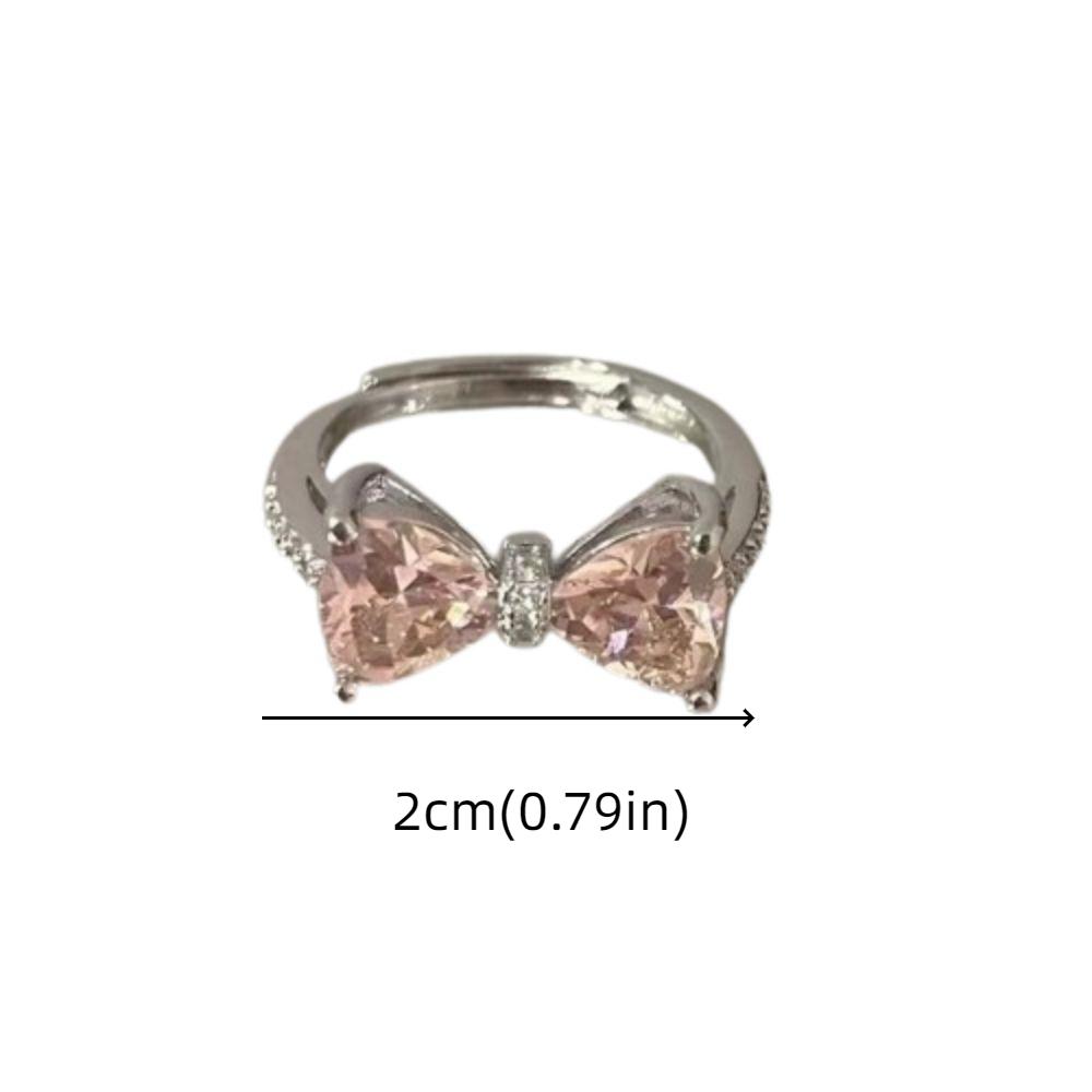 Pink Bow-tie Ring Adjustable Bowknot Opening Ring Beauty Bowknot Finger Ring  Girls