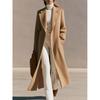 2026 Womens Long Wool Coat Elegant Open Back Woolen Jacket Daily Wear