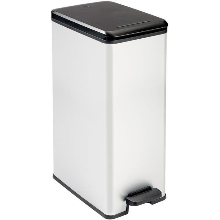 Poubelle a Pédale - SLIM BIN - 40 L - Gris Métallisé - Curver