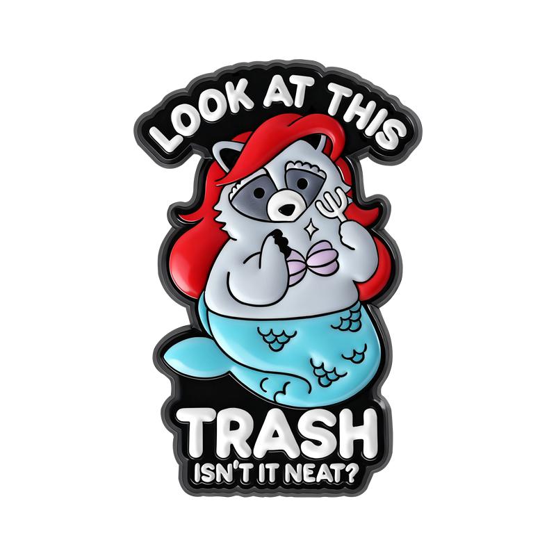 Trash Raccoon Enamel Pins Cartoon Mermaid Brooches Lapel Badges Poor Unfortunate Cute Animal Jewelry Gift for Friends