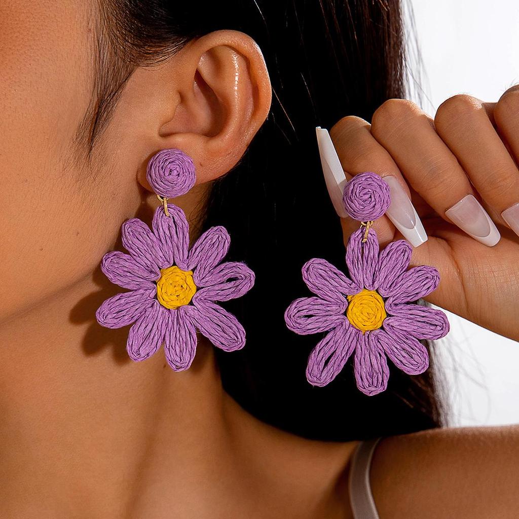 Серьги-подвески из свежей, нежной, красочной травы Лафита в виде плетеного цветка в стиле морского отпуска, универсальные, персонализированные серьги, ювелирные изделия