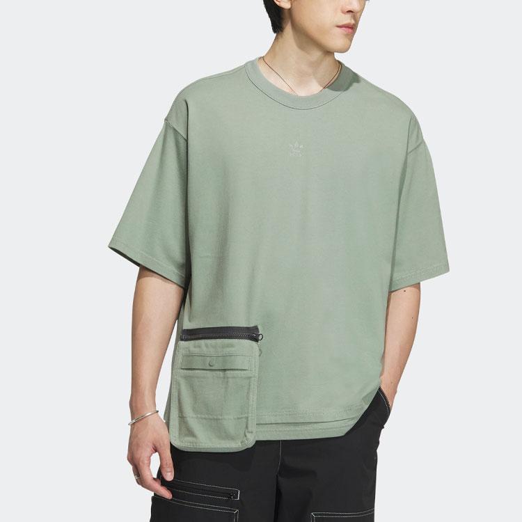 adidas Originals Trefoil однотонная футболка с карманом и молнией с короткими рукавами, мужские топы, серебристо-серый, зеленый, HY7246