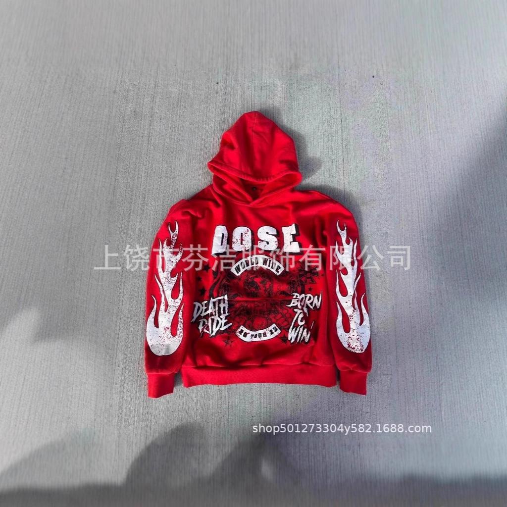 Jacket European and American Kanye retro old hell star 3D printing flame unicorn arm hoodie, sweater