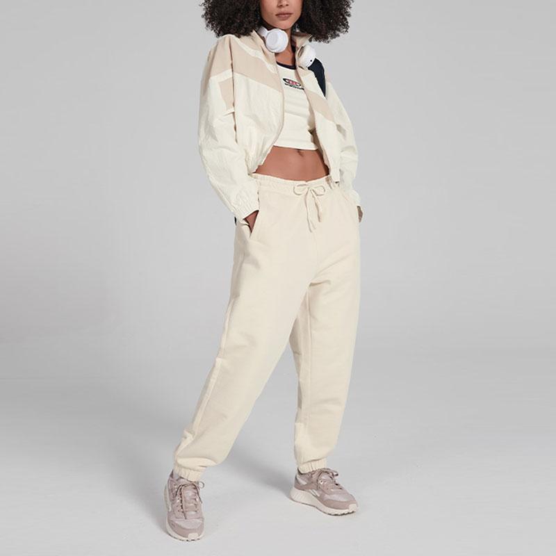 Reebok Ретро Спортивный воротник-стойка Короткая цветная тканая куртка женская куртка бежевая 24SRC106WGW1