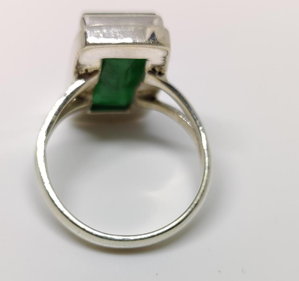 Эффектное кольцо, Изумрудное кольцо для женщин, Твердое серебро 925 пробы, Ювелирные изделия ручной работы, Кольцо с зеленым камнем, Кольцо с камнем рождения