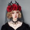 Black Veil Thorns Rose Crown Flower Spider Hat Sweet Gothic Hair Clip  Girls