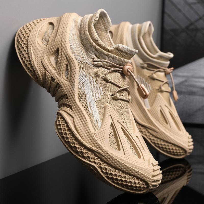 Мужская обувь осень новая мода универсальная мужская спортивная повседневная обувь эластичная вязаная дышащая обувь для пап