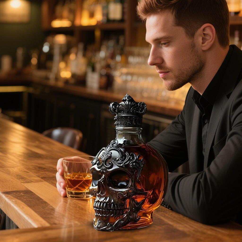 Бутылка виски Декор черепа Диспенсер для алкоголя Скелет Скульптура бутылки виски и вина для бурбона водки бренди свадебной вечеринки