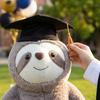 Graduation Plush Sloth Toy Soft Stuffed Animal with Graduation Cap and Sash Holding Diploma for Celebration Gift