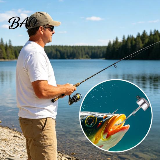 Fishing Equipment Kit 50Pcs Metal Hooks Set, 3.5/5/7/10/14g Jig Head Hook, Heavy Replacement Duty Fish Hook with Barbs for Freshwater Saltwater