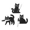 3Pcs/Set Holding Cutter Black Cat Decoration Farmhouse Rustic Wooden Halloween Cat Wall Art Home Bedroom Living Room Door Frame Decorative Sign