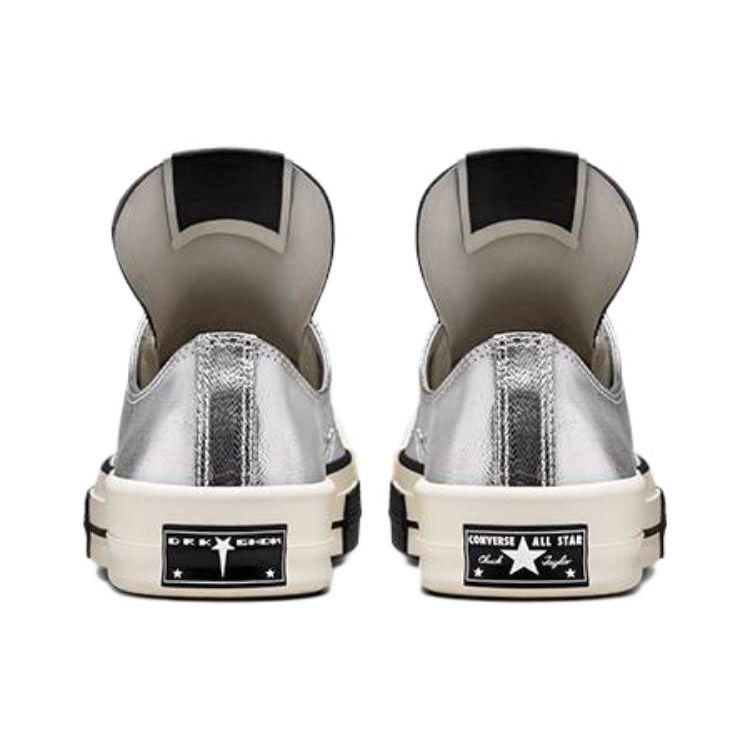 Rick Owens x Converse TURBODRK Chuck 70 Low Серебряный лак Унисекс Кроссовки Эглет Черный A01292C